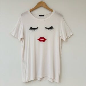 Zutter White Graphic Short Sleeve Tee with Pop Art Face, Size M, Made in USA